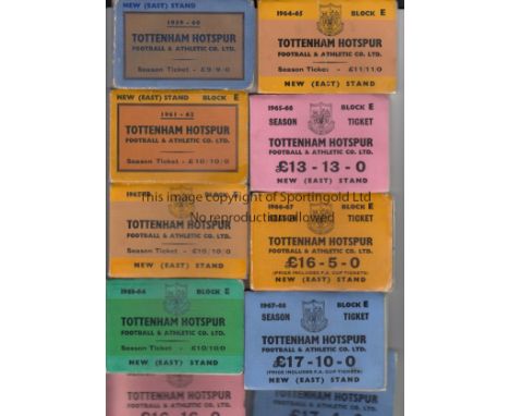 TOTTENHAM HOTSPUR    Ten Tottenham season ticket books, 59/60 and 61/2 to 69/70 inclusive, all are for the New (East) Stand. 