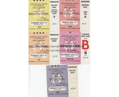 WORLD CUP 66 - GOODISON    Set of 5 tickets for the games played at Goodison Park, World Cup 66, games are Brazil v Bulgaria,