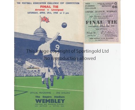 FA CUP FINAL 1950   Ticket and programme 1950 FA Cup Final Arsenal v Liverpool 29th April 1950. programme rusty staples and t
