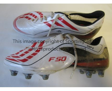 SHAUN WRIGHT-PHILLIPS BOOTS      A pair of Adidas F50 Tunit boots with SWP8 on the side worn while playing for England v. Spa