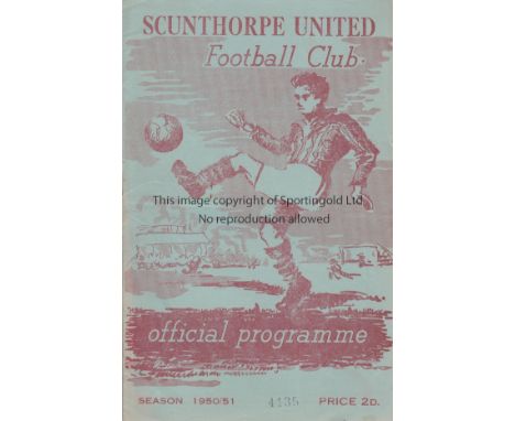 SCUNTHORPE - HARTLEPOOLS 50-51   Scunthorpe home programme v Hartlepools United, 28/10/50, first Scunthorpe season in the Foo