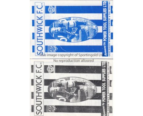 ARSENAL      Two different programmes for the same Youth team away friendly v Southwick 1/8/1992. One is blue print throughou