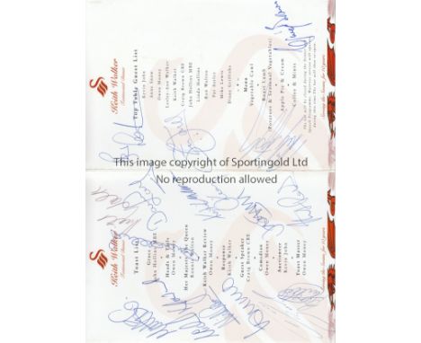 SWANSEA- KEITH WALKER   Collection of items relating to Keith Walker Testimonial Dinner, 10/5/2000, includes "From Jock to Ja