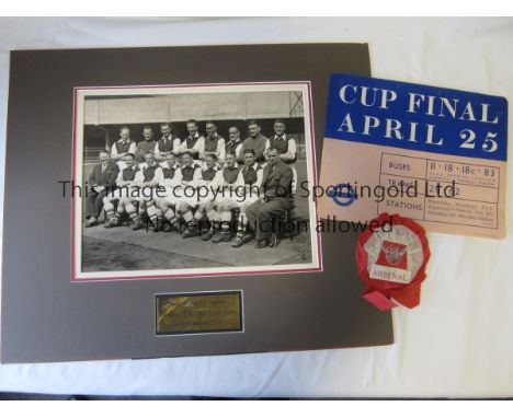 ARSENAL / 1936 FA CUP FINAL        A 15" X 12" black & white team group on a 24" X 20" mount with a small metal plaque undern