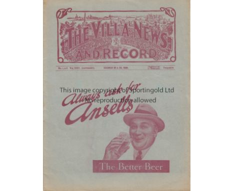 ASTON VILLA - CHELSEA / WOLVES RES 1934    Aston Villa home programme v Chelsea 26/12/1934, also covers Villa Reserves v Wolv