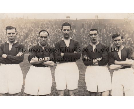PORTSMOUTH 1929   Postcard showing the five forwards who played for Portsmouth in the 1929 FA Cup Final v Bolton, Smith, Wats