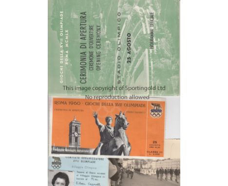 1960 ROME OLYMPIC GAMES  Collection of items from the 1960 Rome Olympic Games including official programme for the Opening Ce