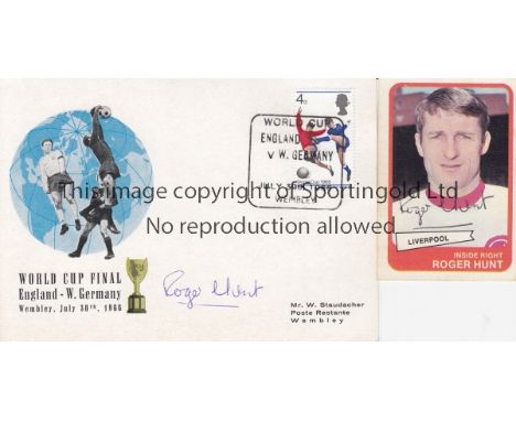 ROGER HUNT / LIVERPOOL & ENGLAND / AUTOGRAPHS       A 1966 World Cup Final First Day Cover with official stamp and handstampe