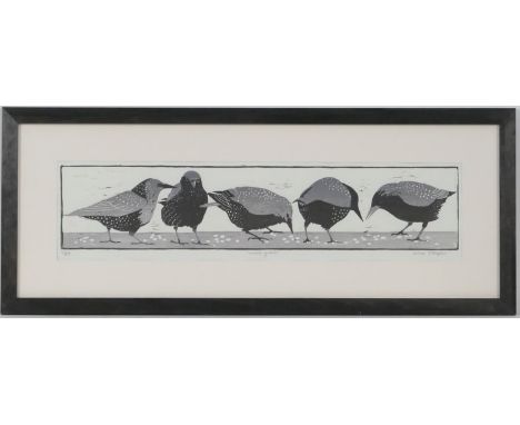 Thelma K Sykes (Contemporary), Lapwing in the stubble field, watercolour, signed, labelled verso, 16.5cm x 28cm; also Thelma 