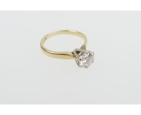 Diamond solitaire ring, the round brilliant diamond of approx. 1ct, colour estimated as H/J and clarity as SI1, in white gold