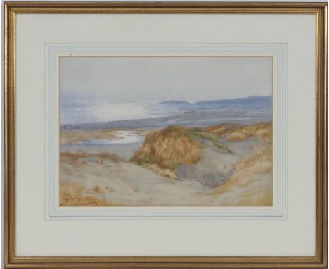 Peter Ghent (1856-1911), Evening light, Anglesey, watercolour, signed, inscribed to a label verso, 24cm x 35cm 