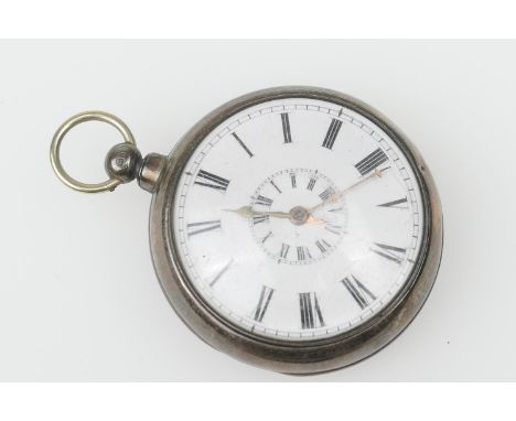William IV silver pair cased pocket watch, London 1835, white enamelled dial with Roman numerals and conforming inner dial, i