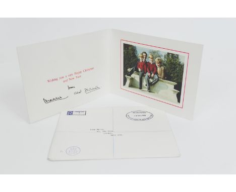 Charles III (b.1948 - ) and Diana (1961-1997) as Prince and Princess of Wales, Christmas card, 1990, signed with autopen, opp