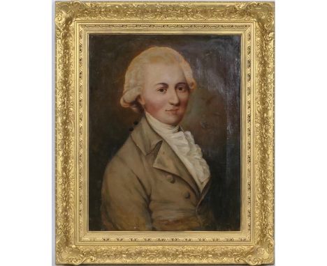 English School (late 18th/early 19th Century), Portrait of a young gentleman wearing a light brown jacket, oil on canvas, 58c