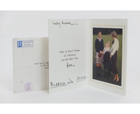 Charles III (b.1948 - ) and Diana (1961-1997) as Prince and Princess of Wales, Christmas card, 1985, inscribed 'Lady Marre', 
