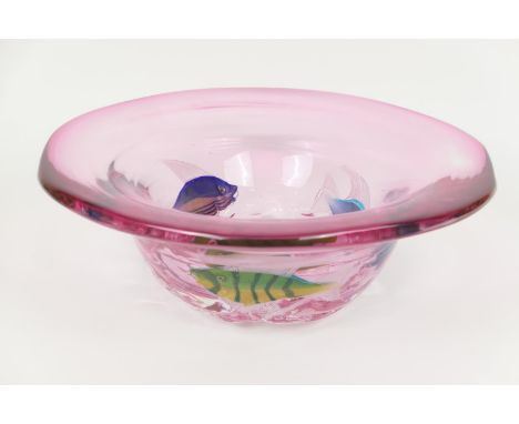 Pino Signoretto (1944-2017), limited edition Aquarium glass bowl, Murano, circa 1998, heavy flared form internally decorated 