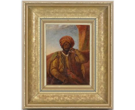 Anglo-Indian School (late 19th Century), Portrait of a young Sikh gentleman, seated half length, 18cm x 13cm 
