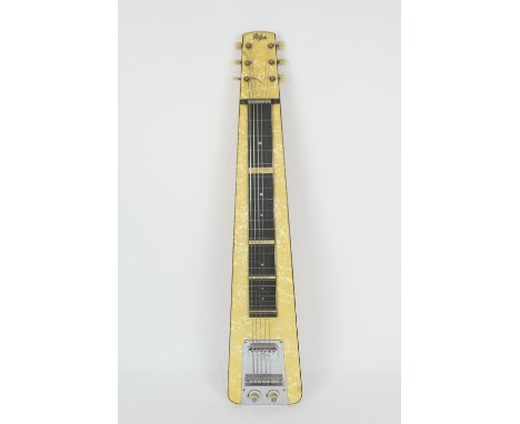 Vintage Hofner steel slide guitar, late 1960s/early 1970s, yellow faux mother of pearl and tortoiseshell finish, the pick up 