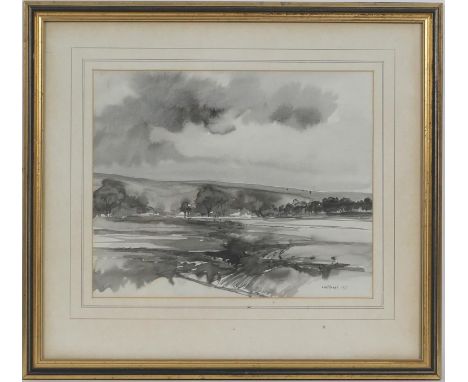 Alan Turner (1943-2020), Cumbrian landscape, en grisaille watercolour, signed and dated 1977, 25cm x 31cm; also 'Green Light'