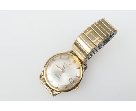 Omega gold plated gent's automatic wristwatch, circa 1965, 28mm champagne coloured pan dial with baton and Arabic numerals, d