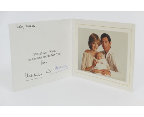 Charles III (b.1948 - ) and Diana (1961-1997) as Prince and Princess of Wales, Christmas card, 1982, inscribed 'Lady Marre', 