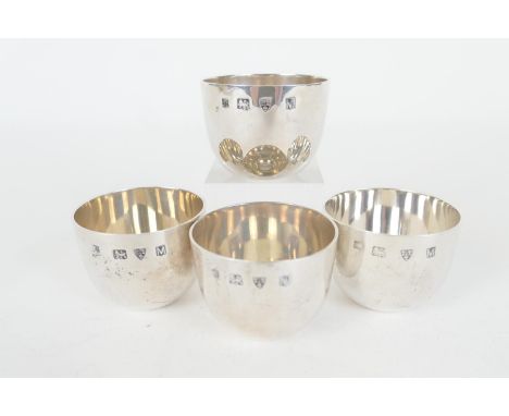 Set of four silver tumbler cups, by Lowes of Chester,  Chester 1962, each 5.5cm diameter, gross weight approx. 230g 
