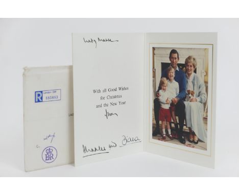 Charles III (b.1948 - ) and Diana (1961-1997) as Prince and Princess of Wales, Christmas card, 1986, inscribed 'Lady Marre', 