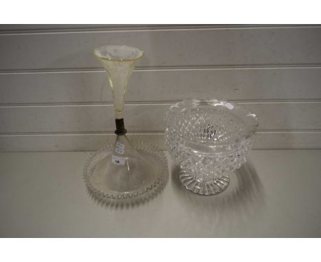 HEAVY CUT GLASS BOWL TOGETHER WITH THE BASE FOR AN EPERGNE (2)