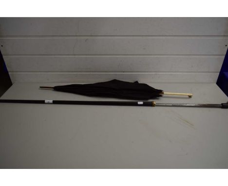 EASTERN SWORDSTICK WITH BIRD FORMED HANDLE TOGETHER WITH A VINTAGE PARASOL