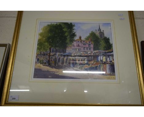 JOHN POOLE, STUDY OF NORWICH MARKET, WATERCOLOUR, F/G, 61CM WIDE
