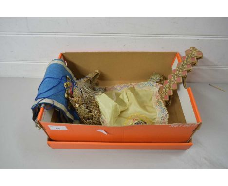 VINTAGE MASONIC SASH, VINTAGE WOVEN BELT AND A SMALL NEEDLEWORK 'ROYAL SERVICE CORPS' HANDKERCHIEF