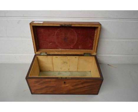 19TH CENTURY MAHOGANY TEA CADDY OF HINGED RECTANGULAR FORM WITH VOID INTERIOR