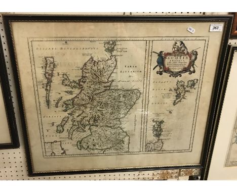 AFTER R GORDONIS (ROBERT GORDON) "Scotia Antiqua", hand-coloured engraved map of Scotland, plate size 42 cm x 55 cm 