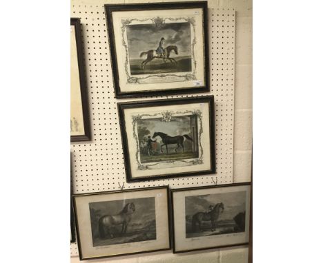 Two black and white engravings AFTER JOHANN ELIAS RIDINGER "Cheval Frise", 28.5 cm x 34.5 cm and "Cheval Hollandois", 29 cm x