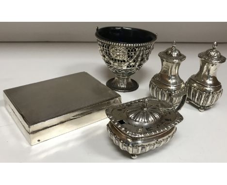 A late Victorian pierced and embossed sugar basket on circular foot, handle missing (by Richard Martin and Ebenezer Hall for 