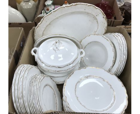 Two boxes containing a Royal Doulton "Richelieu" part dinner service, including dinner plates, side plates, rimmed bowls, twi