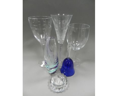 A quantity of modern cut glass wares including drinking glasses, decanter and stopper, vases, jug, bowl, candle holders, etc.