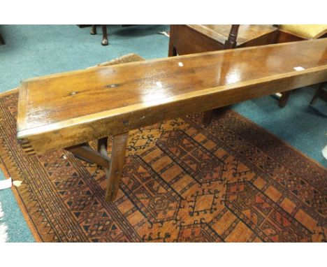 A beech framed folding bench seat, 182cm long