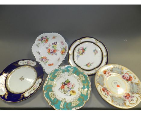 A collection of mid 19th century English porcelain including a Coalport part tea service with teapot, sucrier, tea cups, coff