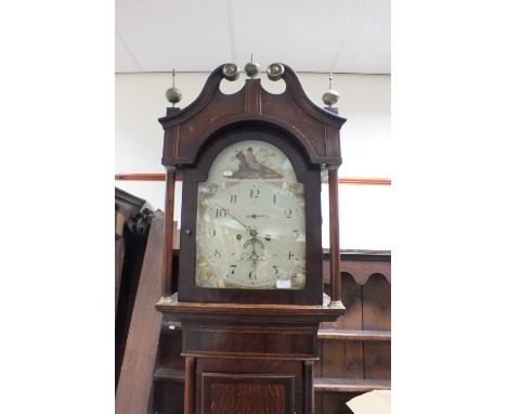 An oak eight day longcase clock with painted dial, signed Thos. Glase of Kidderminster