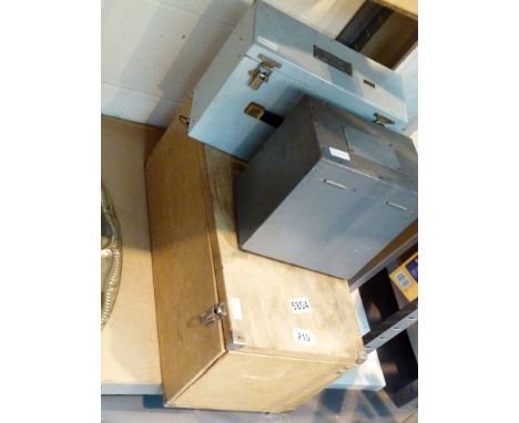 Three wooden tool/storage boxes 