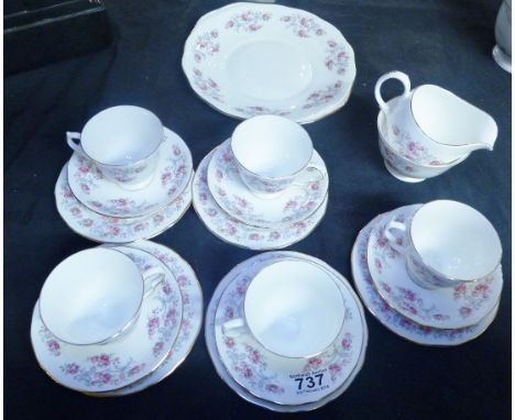 ROYAL OSBORNE PART TEA SERVICE. Royal Osborne part tea service in floral pattern on white ground, eighteen pieces, Patent No 