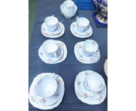 ROYAL STAFFORD TEA SERVICE. Royal Stafford floral detailed part tea service on white ground with gilding to rim, twenty piece
