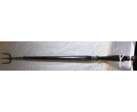 TOASTING FORK. Georgian ebonised wood toasting fork, L ~ 60cm