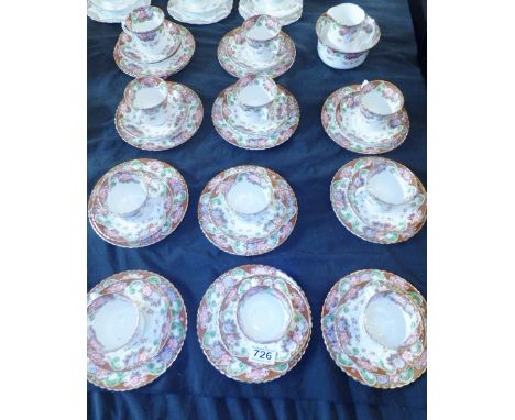 WINDSOR FLORAL TEA SERVICE. Windsor floral tea service on white ground, approximaately thirty seven pieces