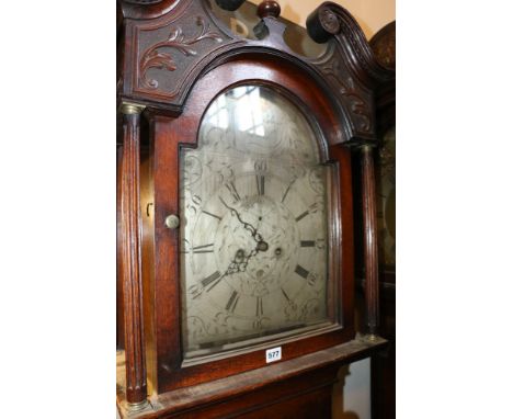 Robert Dalgleish of Falkirk longcase clock, the silvered dial with Roman numeral chapter ring, subsidiary seconds dial and da