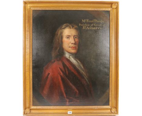 19TH CENTURY SCHOOL Portrait of Mr Francis Pringle, Professor of Greek at St Andrews Oil on canvas,  76 x 59cm