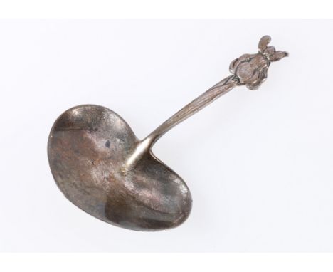 Tiffany & Co Sterling silver caddy spoon with heart-shaped bowl and insect finial, the reverse of the bowl stamped Tiffany & 