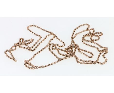 9ct gold fancy link long neck chain, 30.6g, 172cm