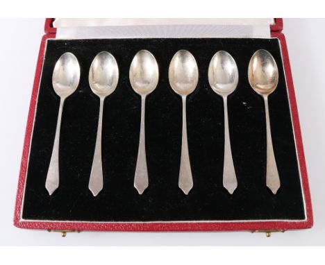 Set of six plain silver teaspoons, each with different assay mark for year 1935, maker Thomas Wilkinson & Co. of Birmingham.